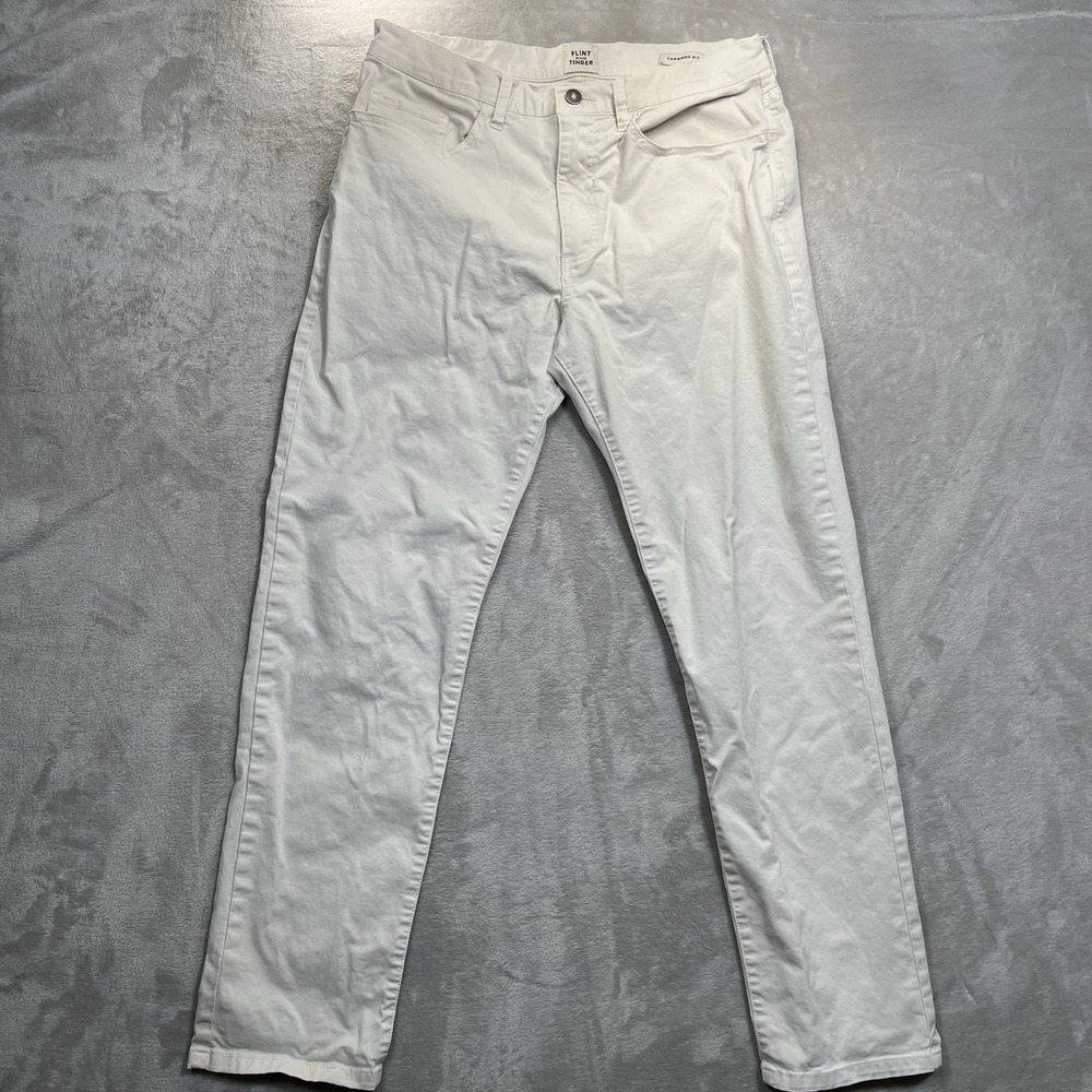 Flint And Tinder Jeans Mens 32/29.5 Cream/White Tapered Fit Huckberry Denim FLAW